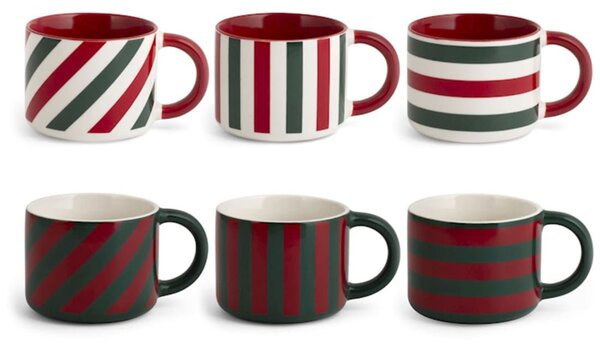 Confezione 6 tazze tè natalizie Holly in new bone china decorate cc 200