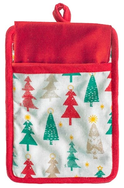 Porta mestoli Forest in 50% cotone riciclato e 50% poliestere con utensili e strofinaccio