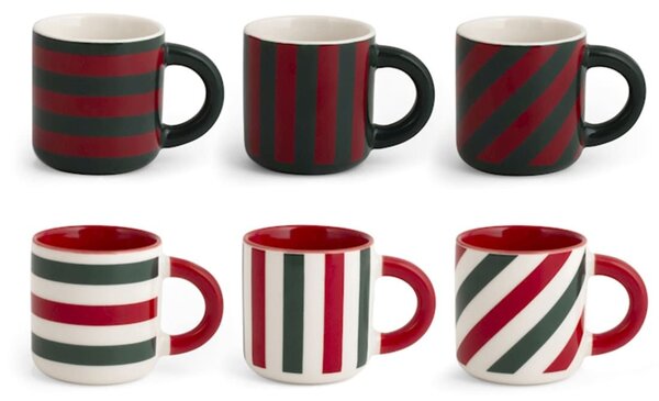 Confezione 6 tazze caffè natalizie Holly in new bone china decorate cc 100