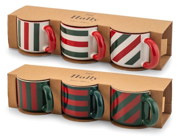 Confezione 6 tazze tè natalizie Holly in new bone china decorate cc 200