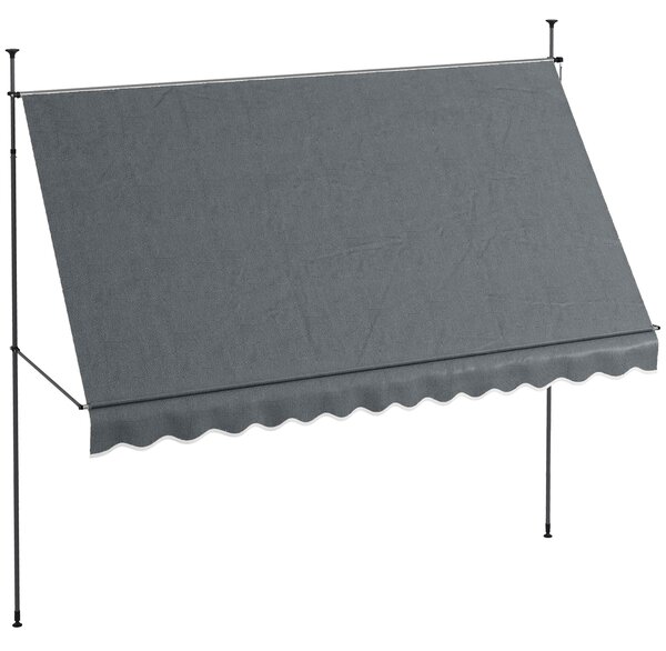 Outsunny Tendalino autoportante manuale retrattile 3,5L x 1,2l x 2,1-3H m inclinazione regolabile metallo alluminio poliestere grigio scuro