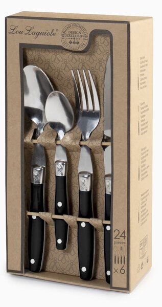 Servizio 24 posate Comptoir in acciaio inox manico in plastica colore nero