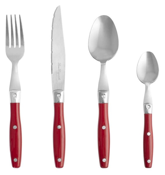 Servizio 24 posate Comptoir in acciaio inox manico in plastica colore rosso