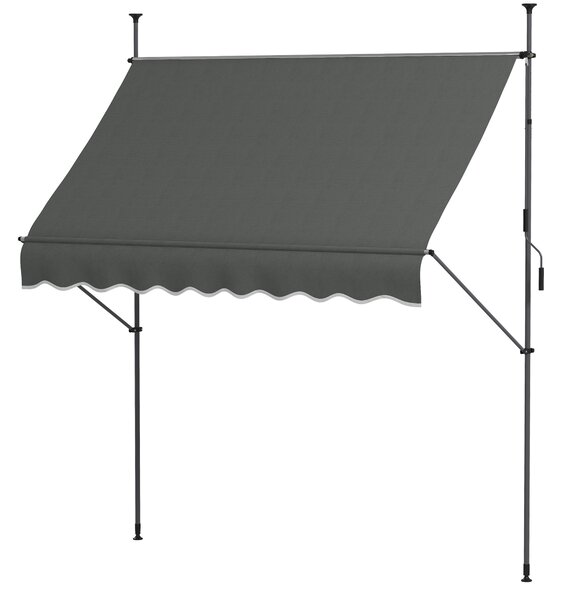 Outsunny Tendalino autoportante manuale retrattile 2,5 x 1,2 x 2,1-3 m inclinazione regolabile metallo alluminio poliestere grigio scuro