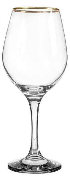 Confezione 6 calici Amber Golden Touch in vetro trasparente bordo oro cl 36,5