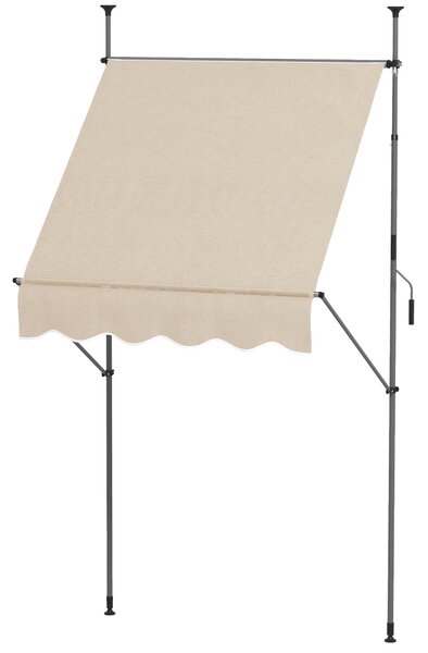 Outsunny Tendalino autoportante manuale retrattile 1,5L x 1,2l x 2,1-3H m inclinazione regolabile in metallo alluminio poliestere sabbia