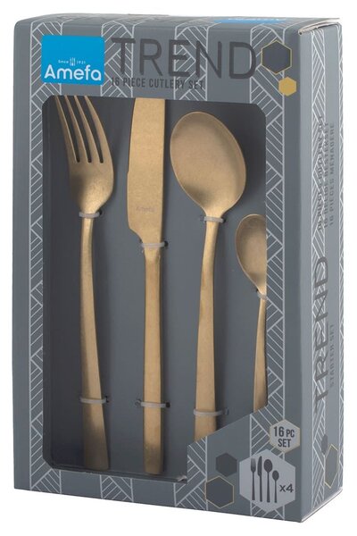 Servizio 16 posate Manille in acciaio inox con trattamento in PVD Gold