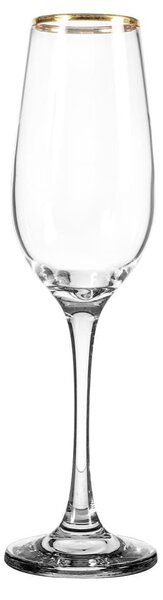 Confezione 6 calici flute Amber Golden Touch in vetro trasparente bordo oro cl 25,5