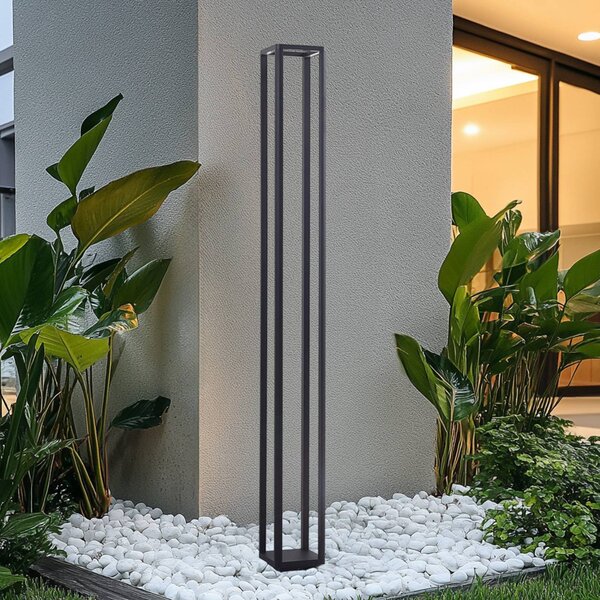 Lucande lampada LED da esterno Thorvid, altezza 180 cm, nera Thorvid, Nero, Alluminio, Moderno