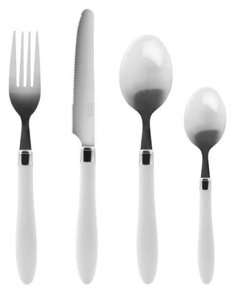 Servizio posate 16 pezzi Reglisse in acciaio con manico in plastica bianco