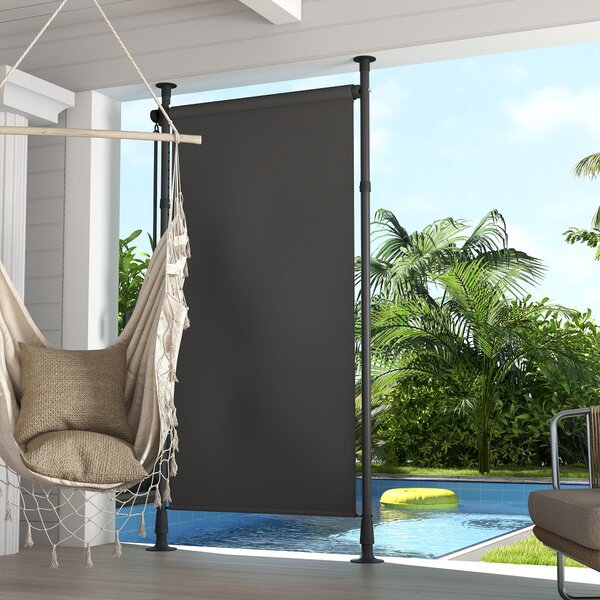 Outsunny Tenda manuale retrattile auto-portante regolabile in lunghezza manovella installazione senza forature metallo alluminio poliestere grigio scuro