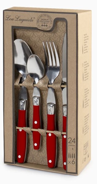 Servizio 24 posate Comptoir in acciaio inox manico in plastica colore rosso