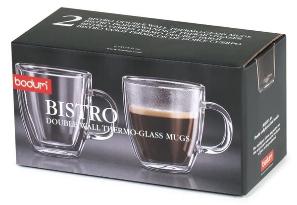 Confezione 2 tazze caffè Bistro in vetro borosilicato doppia parete cc 150