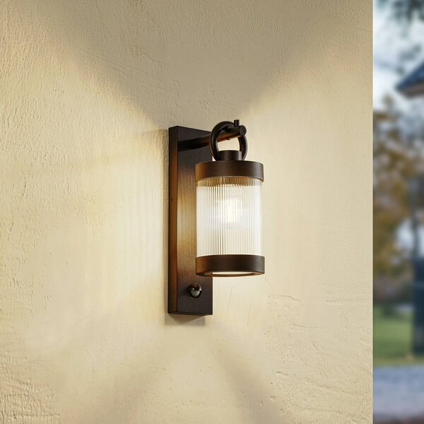 Lindby applique da esterno Yrene, 20 cm, nero, sensore, riffle Yrene Lindby, dimmerabile, Nero, Alluminio, Moderno