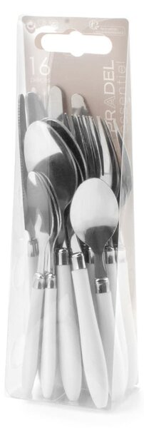 Servizio posate 16 pezzi Reglisse in acciaio con manico in plastica bianco