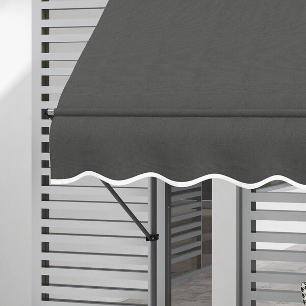 Outsunny Tendalino autoportante manuale retrattile 2,5 x 1,2 x 2,1-3 m inclinazione regolabile metallo alluminio poliestere grigio scuro
