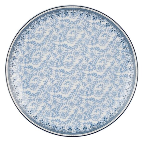 Set 3 piattini dolce Blue Dream in porcellana bianca decorata blu cm 20