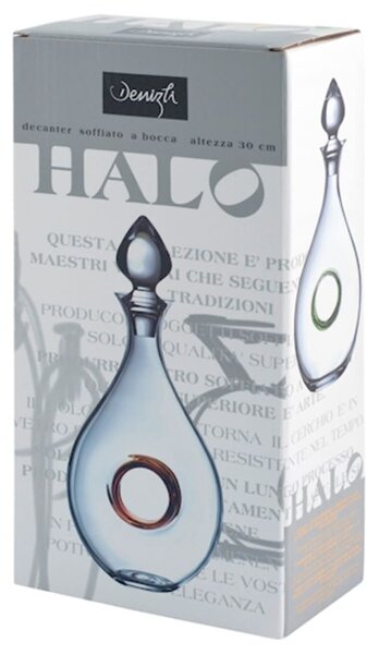 Decanter Halo in vetro soffiato con foro verde cm 28 Lt 1