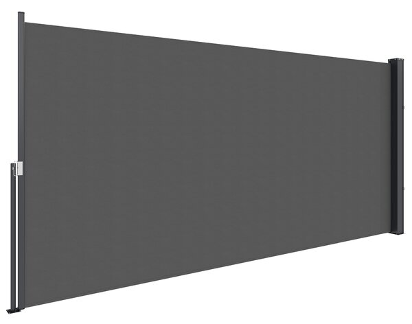 Outsunny Tendalino laterale brise-vue paravento retrattile 3 x 1,4 m alluminio Poliestere Anti-UV Alta densità 180 g/m² Gris foncé