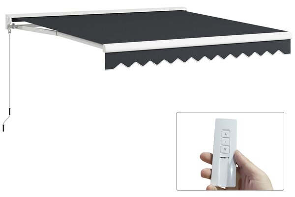 Outsunny Store banne elettrico e manuale retrattile dim. 295L x 250l m telecomando incluso alluminio Poliestere Alta densità, grigio