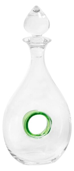 Decanter Halo in vetro soffiato con foro verde cm 28 Lt 1