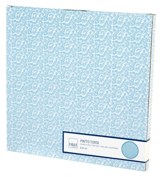 Piatto dolce Blue Dream in porcellana bianca decorata blu cm 30
