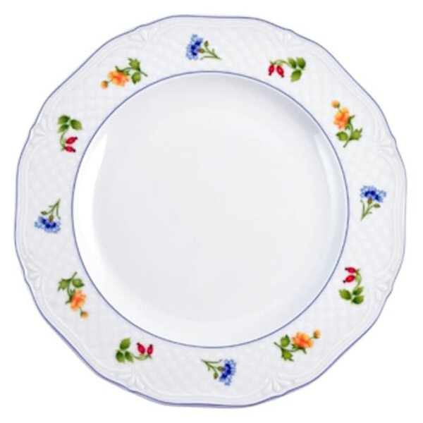 Set 6 piatti frutta Maria Teresa in porcellana bianca decorata cm 19