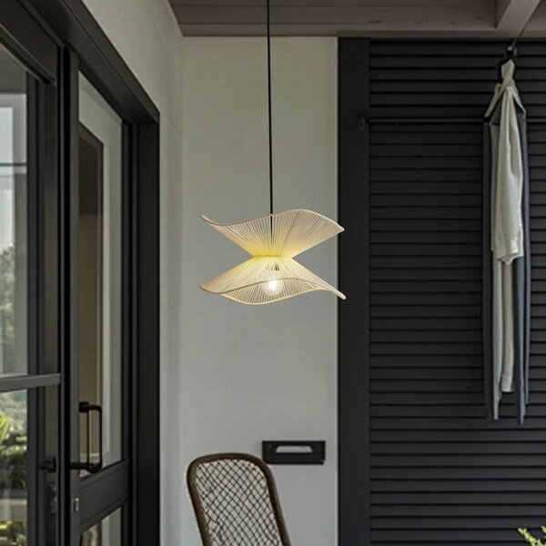 Lampada a sospensione da esterno Lindby Valdorin, beige, cotone, Ø 40 cm Valdorin Lindby, dimmerabile, Crema / Ambra, Tessuto / Stoffa / Seta, Moderno