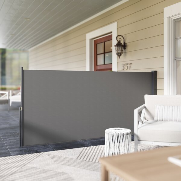 Outsunny Tendalino laterale brise-vue paravento retrattile 3 x 1,4 m alluminio Poliestere Anti-UV Alta densità 180 g/m² Gris foncé