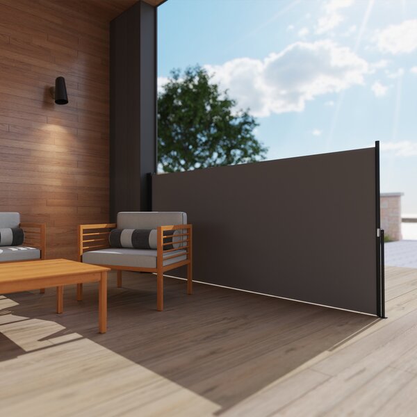 Outsunny Tendalino laterale brise-vue paravento retrattile 3 x 1,4 m alluminio Poliestere Anti-UV Alta densità 180 g/m² Gris foncé