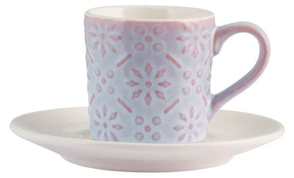 Set 6 tazze caffè con piattino Lilian in stoneware assortite 80 cc