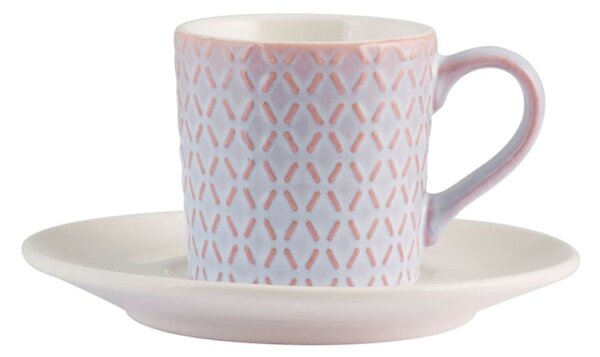 Set 6 tazze caffè con piattino Lilian in stoneware assortite 80 cc