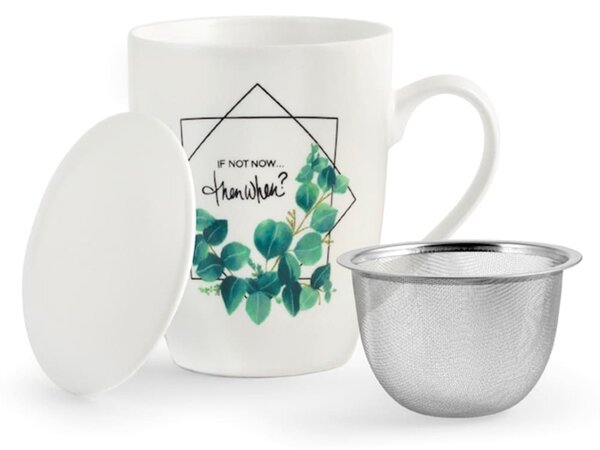 Set 6 mug con filtro Botanic in new bone china decoro assortito 350 cc