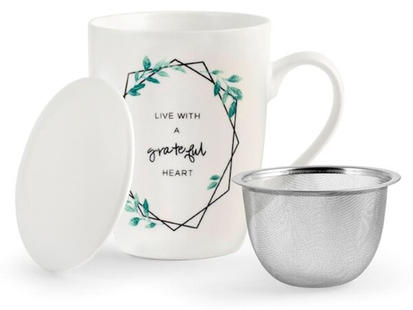 Set 6 mug con filtro Botanic in new bone china decoro assortito 350 cc