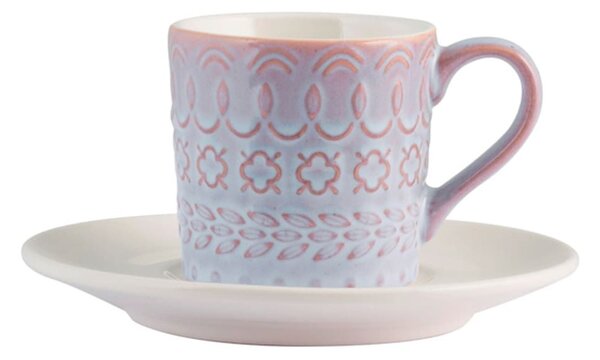 Set 6 tazze caffè con piattino Lilian in stoneware assortite 80 cc