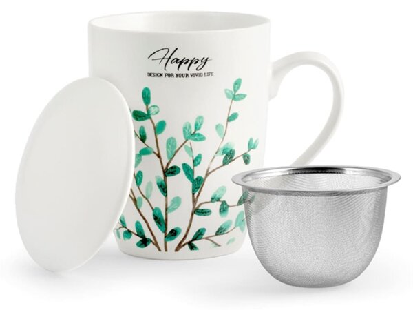 Set 6 mug con filtro Botanic in new bone china decoro assortito 350 cc