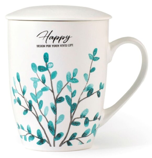 Set 6 mug con filtro Botanic in new bone china decoro assortito 350 cc