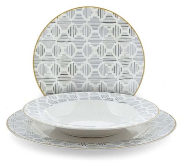 Set 6 piatti frutta ala Osaka in new bone china decoro grigio cm 20