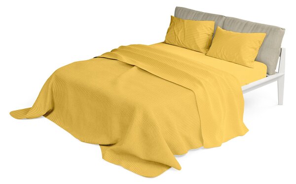 Set Lenzuola Matrimoniale Sopra Sotto e Federe in Raso di Poliestere Giallo