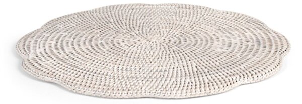 Tovaglietta sottopiatto in rattan sbiancato con bordi ondulati cm 38