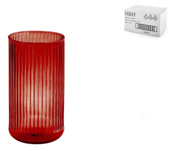 Set 6 bicchieri Venus in vetro rigato rosso cl 47
