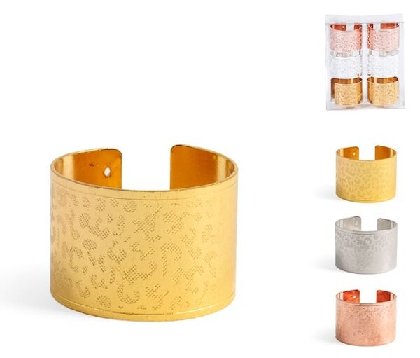 Set 6 legatovaglioli in metallo decoro animalier nei colori oro silver rame