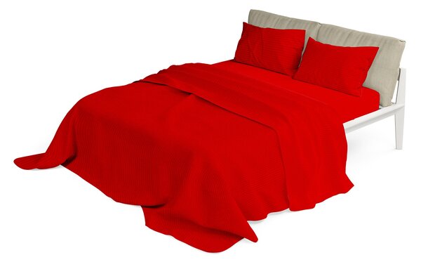 Set Lenzuola Matrimoniale Sopra Sotto e Federe in Raso di Poliestere Rosso