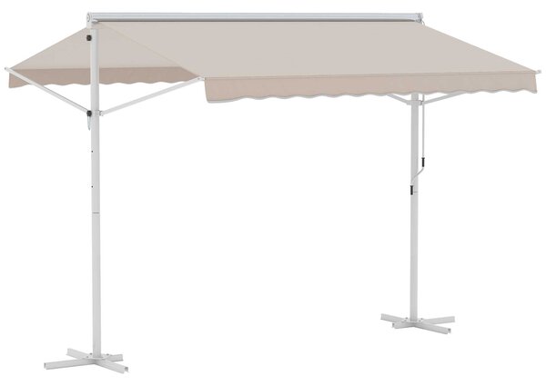 Tenda da sola Manuale con 4 bracci laterali e Base, Inclinazione regolabile e Struttura in acciaio, 3 x 3 m, Bianco | Aosom Italy