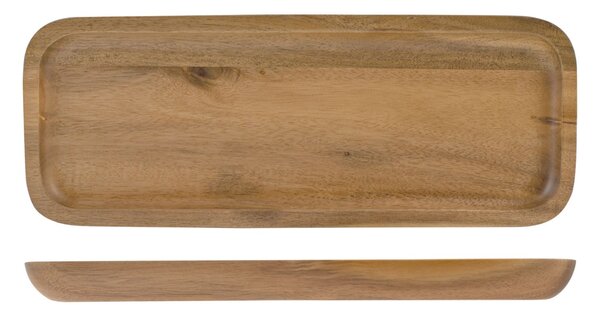 H&H Vassoio rettangolare Acacia in legno cm 10,5x28x2h