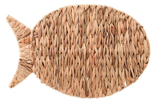 Set 3 tovagliette forma pesce in foglia di giacinto naturale cm 51x35