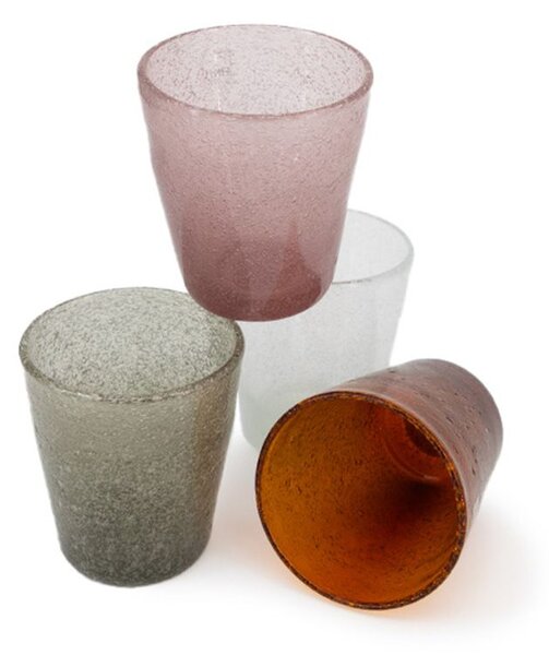 Set 12 bicchieri Giada in vetro colori assortiti cl 28