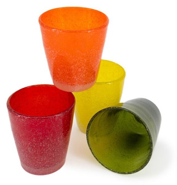 Set 12 bicchieri Giada in vetro colori assortiti cl 28