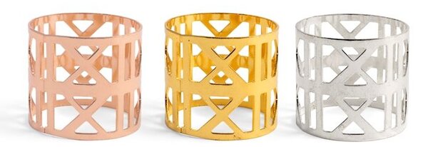 Set 6 legatovaglioli in metallo decoro forato nei colori oro silver rame