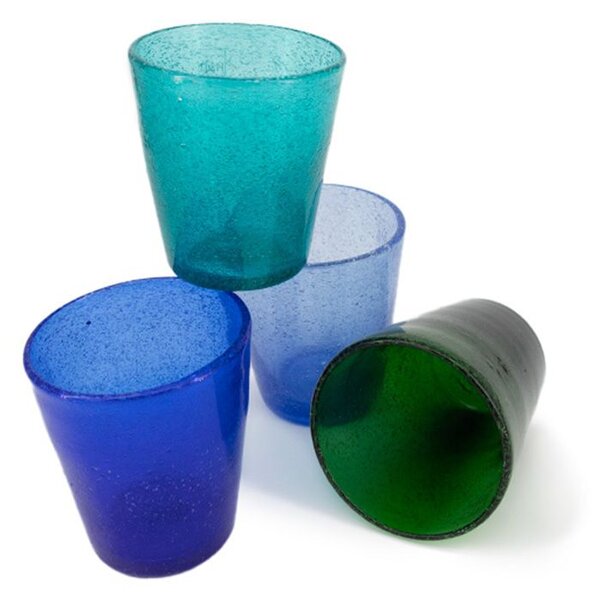 Set 12 bicchieri Giada in vetro colori assortiti cl 28